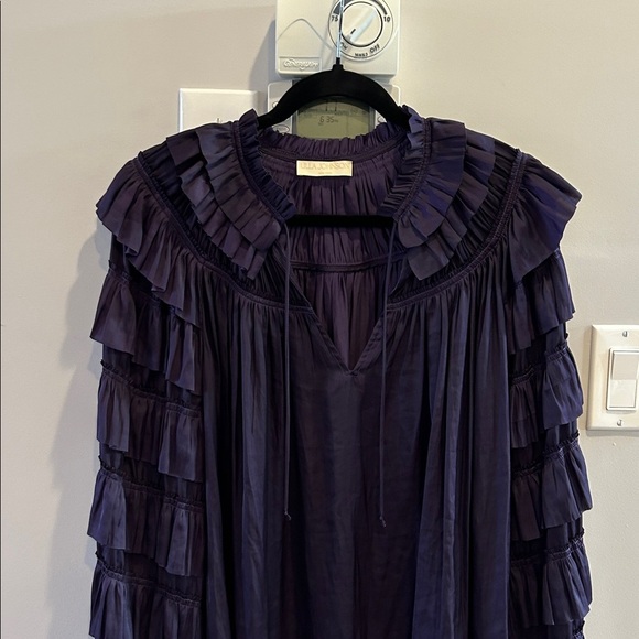 Ulla Johnson Loucy Tiered Sleeve Tie Blouse - Picture 5 of 13